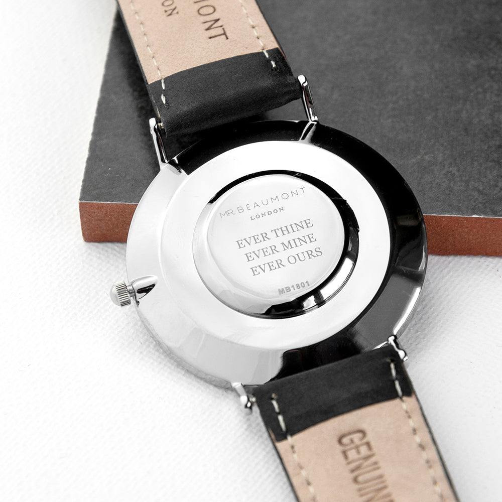 Men's Modern-Vintage Personalised Leather Watch In Black