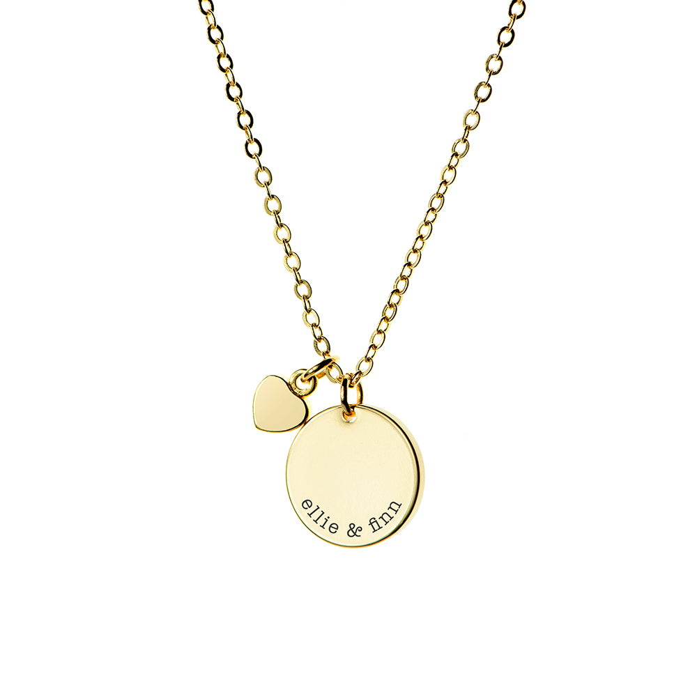 Personalised Heart and Disc Family Necklace