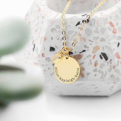 Personalised Heart and Disc Family Necklace