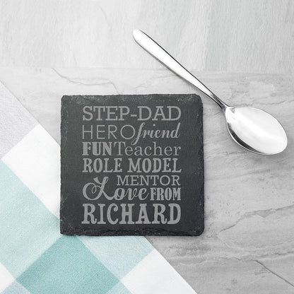 What A Step-Dad Means Square Slate Keepsake