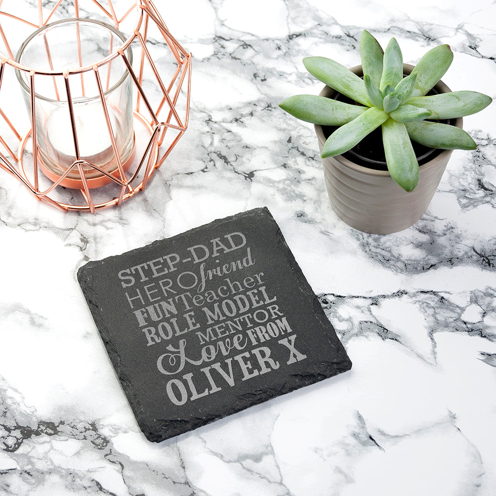 What A Step-Dad Means Square Slate Keepsake