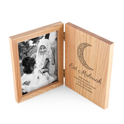 Personalised Eid Mubarak Oak Book Photo Frame