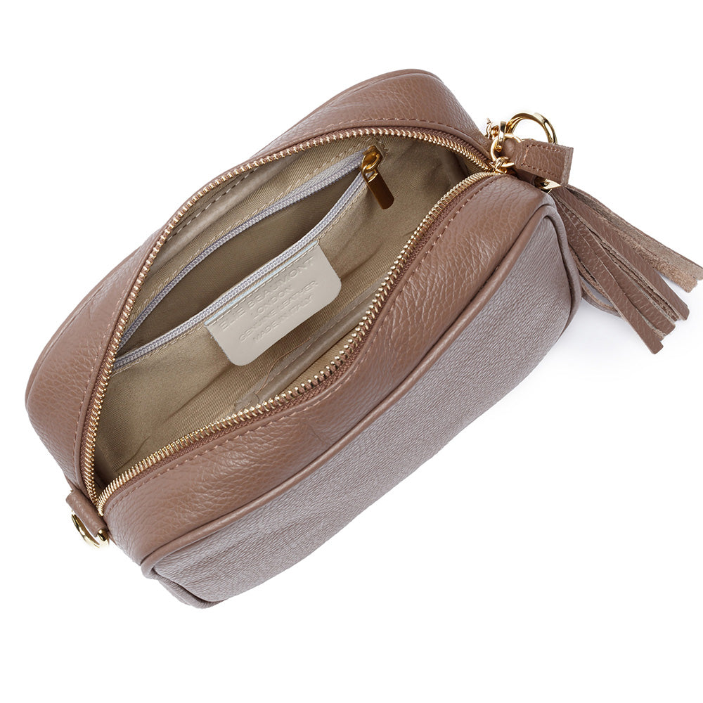 Personalised Leather Bag in Taupe