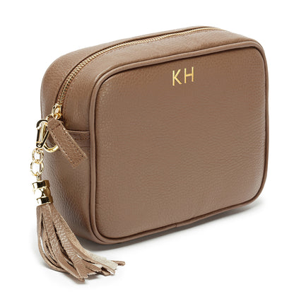 Personalised Leather Bag in Taupe