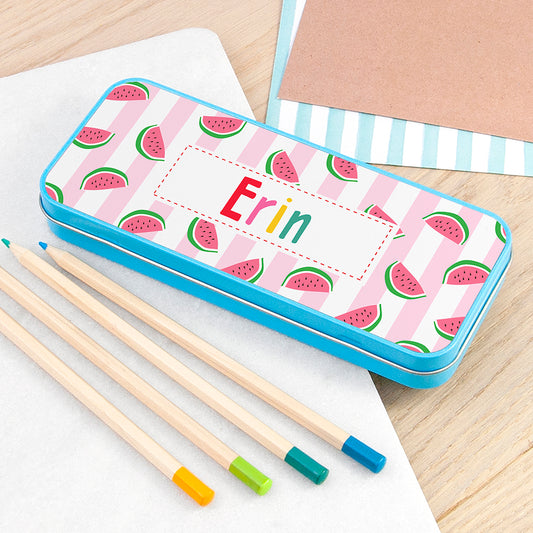 Personalised Melon Pattern Pencil Case Tin