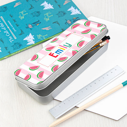 Personalised Melon Pattern Pencil Case Tin
