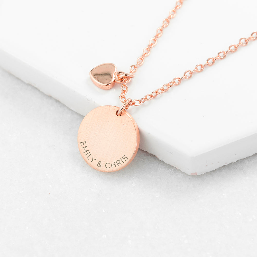 Personalised Heart and Disc Necklace