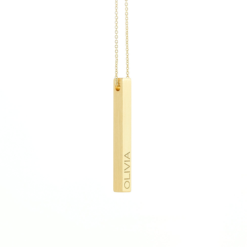 Personalised Matt Vertical Bar Necklace
