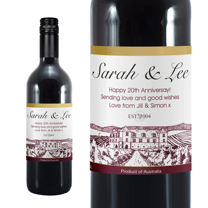 Personalised Vineyard Label Red Wine