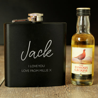 Personalised Hipflask and Miniature Whiskey