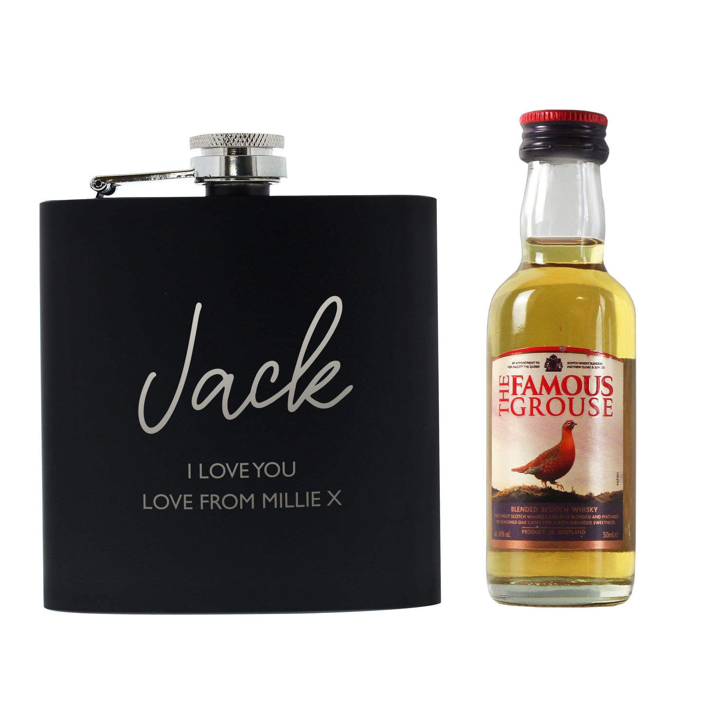 Personalised Hipflask and Miniature Whiskey