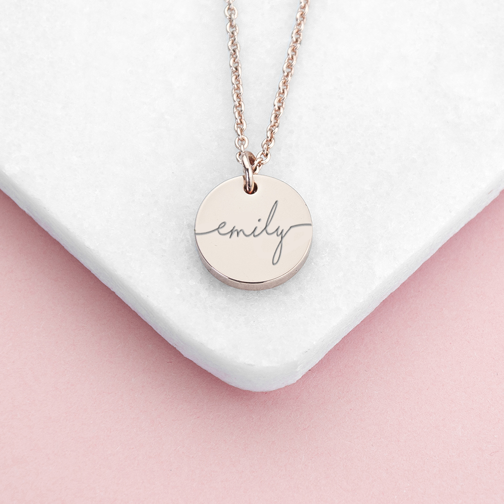 Emily Name Necklace Disc Design