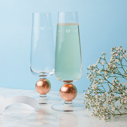 Monogrammed LSA Set Of Two Champagne Glasses