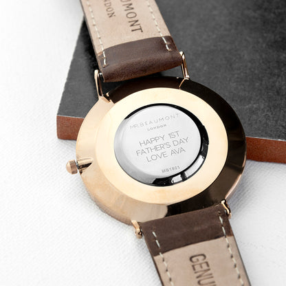 Men's Modern-Vintage Personalised Leather Watch In Brown