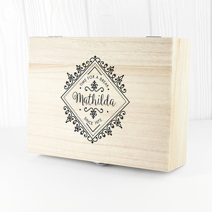 Time For a Break! Blooming Beautiful Personalised Wooden Tea Box