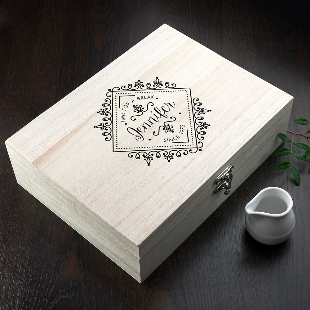 Time For a Break! Blooming Beautiful Personalised Wooden Tea Box