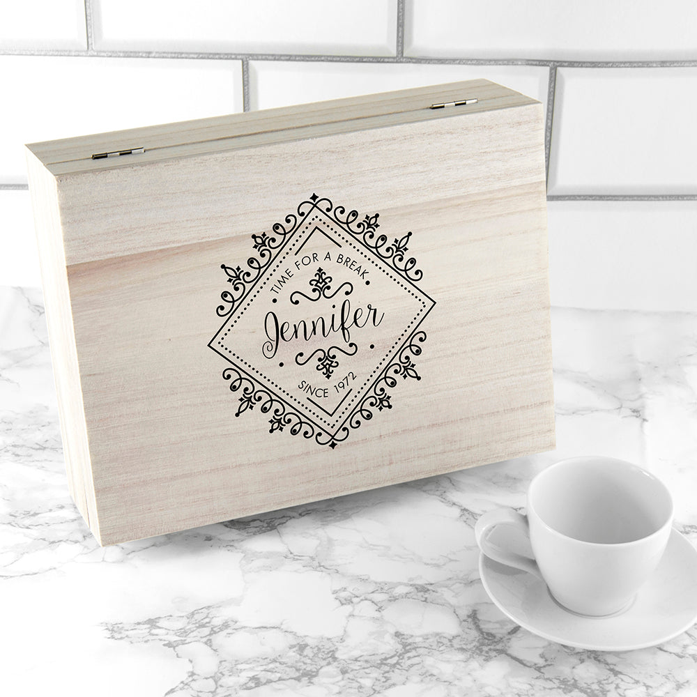 Time For a Break! Blooming Beautiful Personalised Wooden Tea Box