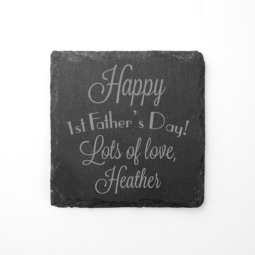 Happy 1st Father's Day Square Slate Keepsake