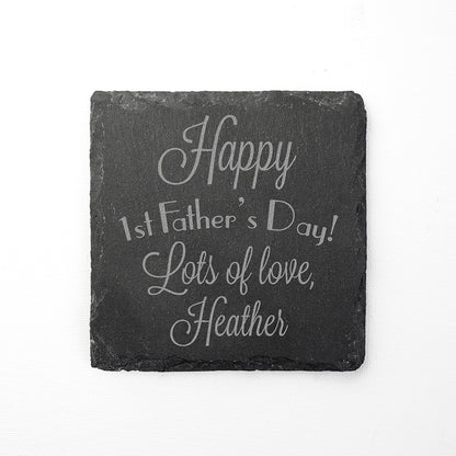 Happy 1st Father's Day Square Slate Keepsake