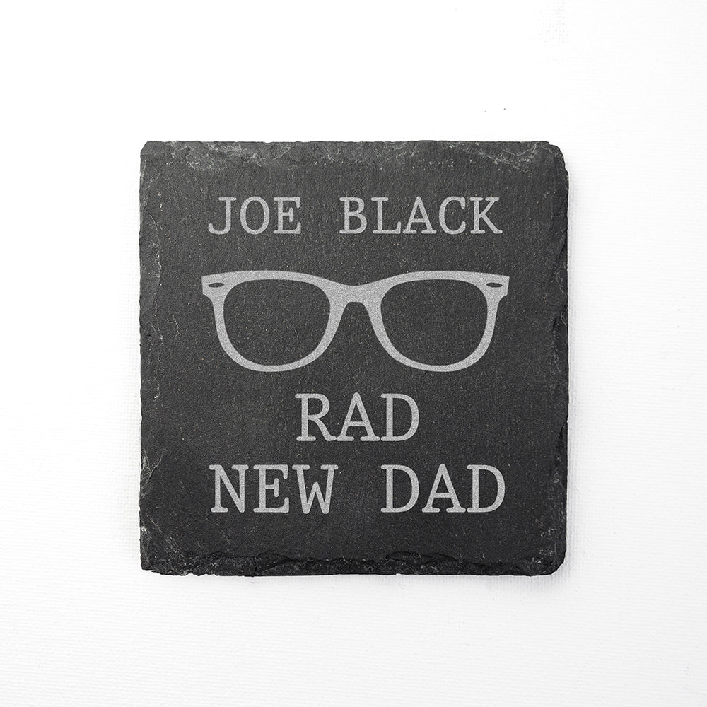 Rad New Dad Square Slate Keepsake