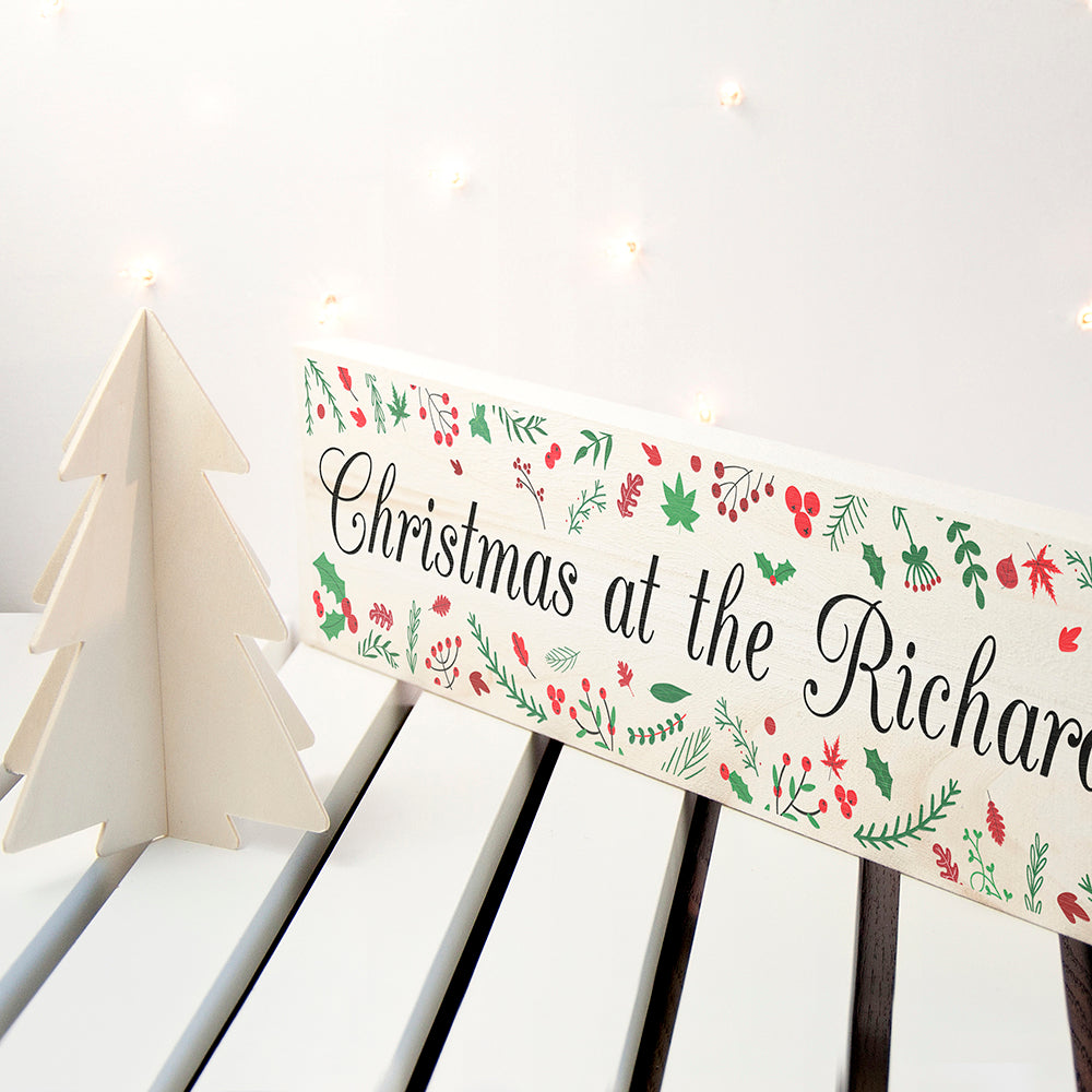 Personalised Holly Festive Christmas Mantle Decoration