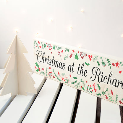 Personalised Holly Festive Christmas Mantle Decoration