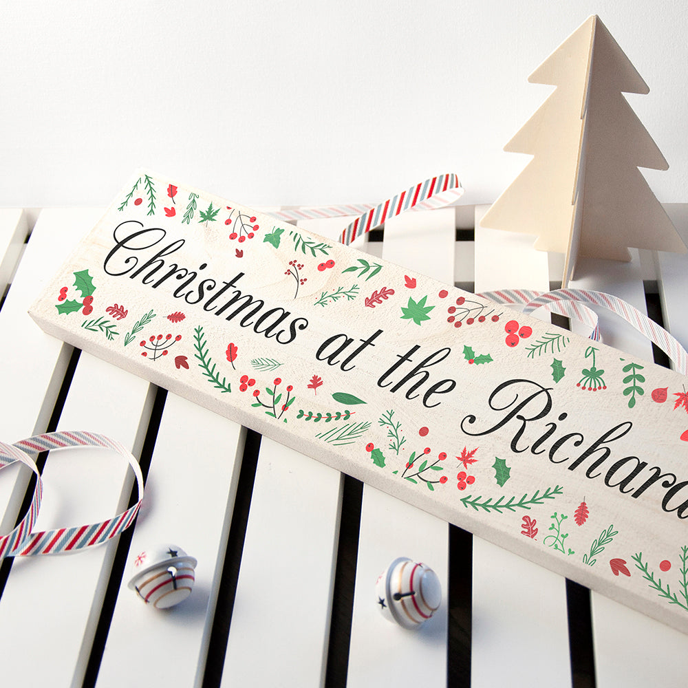 Personalised Holly Festive Christmas Mantle Decoration