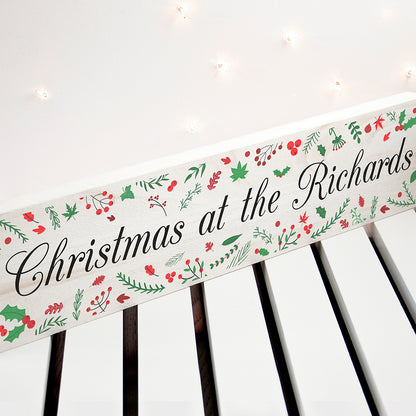 Personalised Holly Festive Christmas Mantle Decoration