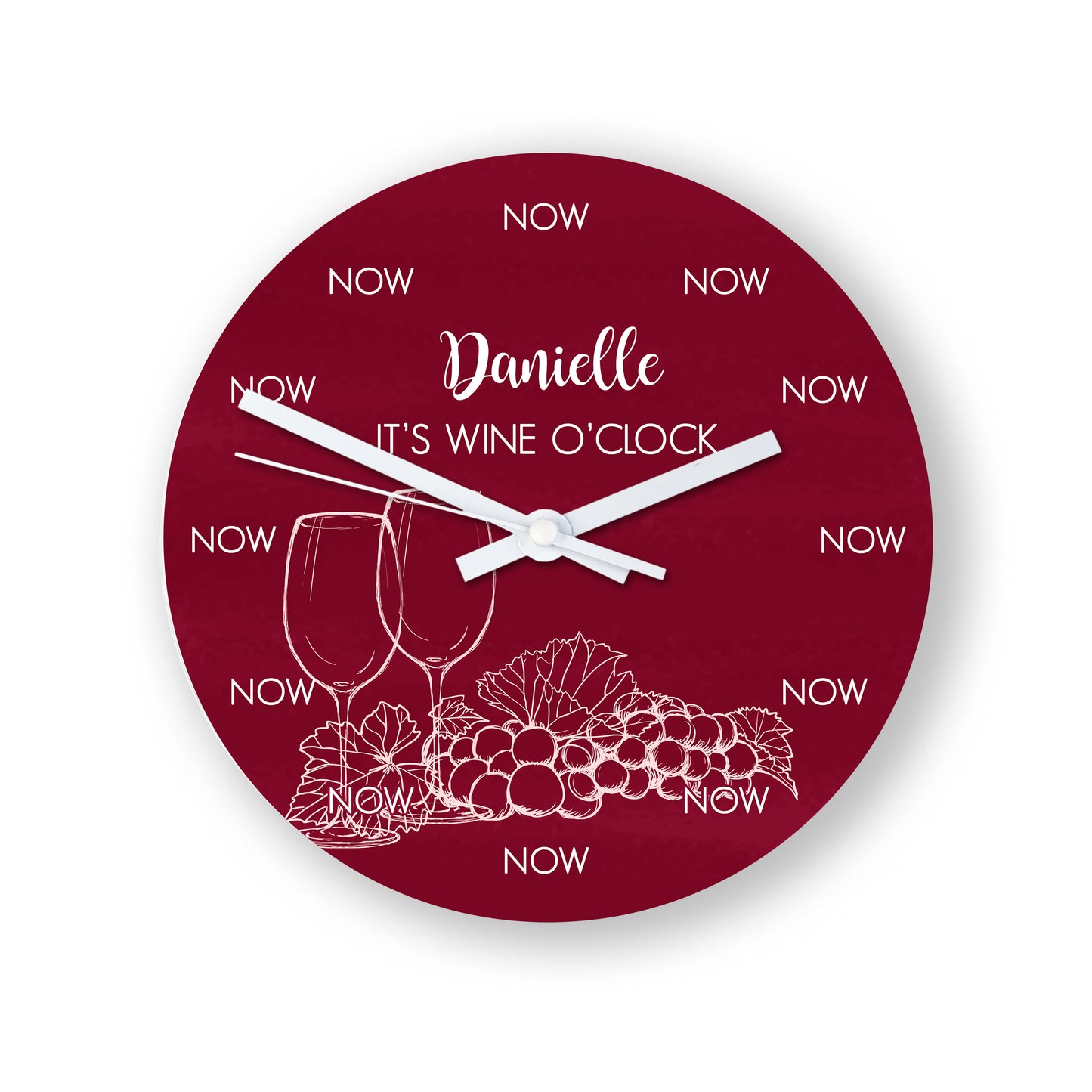 Personalised Wine O'Clock Glass Clock - Large