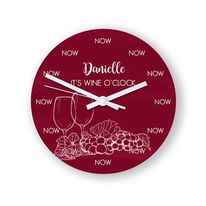 Personalised Wine O'Clock Glass Clock - Large