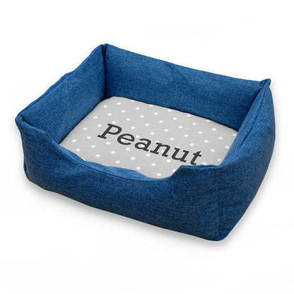 Personalised Pet Bed - Grey With Spots