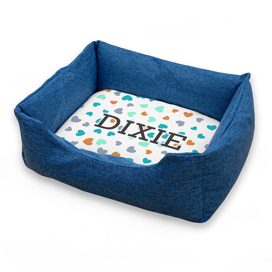 Personalised Pet Bed - Hearts Print