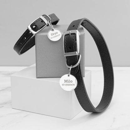 Leather Pet Collar With Personalised Tag