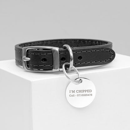 Leather Pet Collar With Personalised Tag