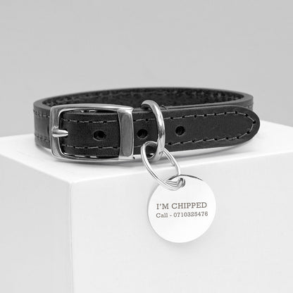 Leather Pet Collar With Personalised Tag