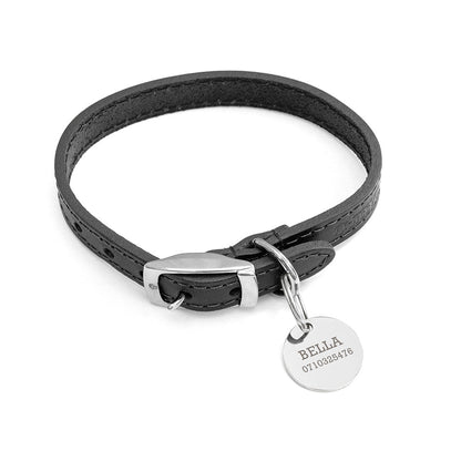 Leather Pet Collar With Personalised Tag