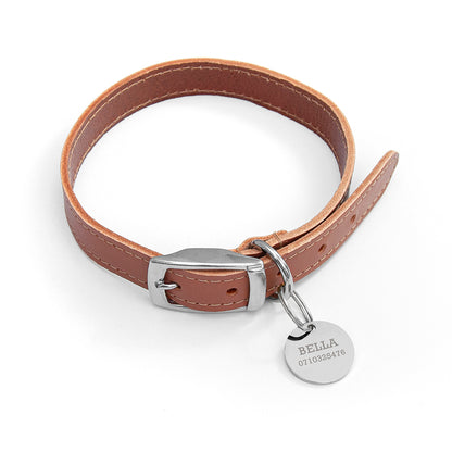 Leather Pet Collar With Personalised Tag