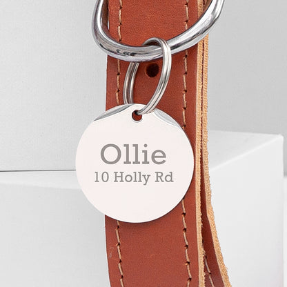 Leather Pet Collar With Personalised Tag