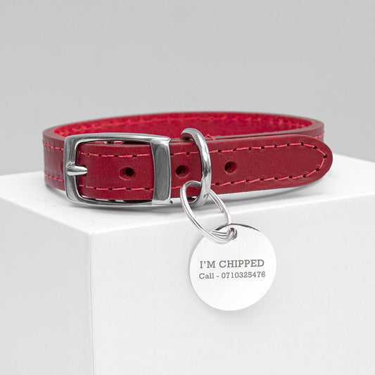 Leather Pet Collar With Personalised Tag