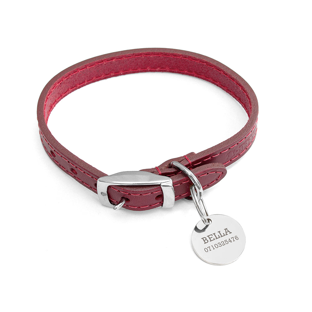 Leather Pet Collar With Personalised Tag