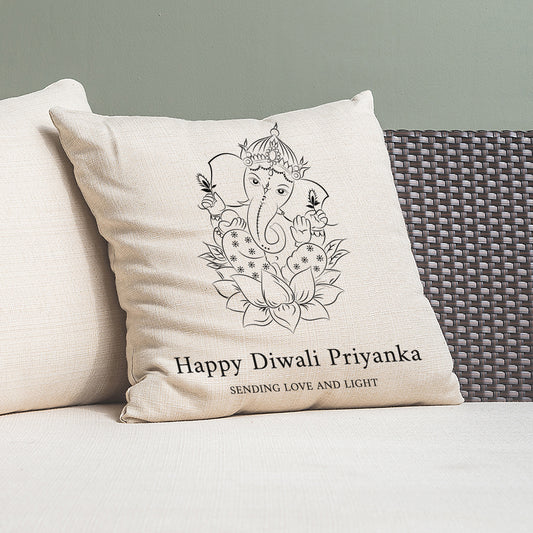 Personalised Happy Diwali Ganesh Cushion Cover