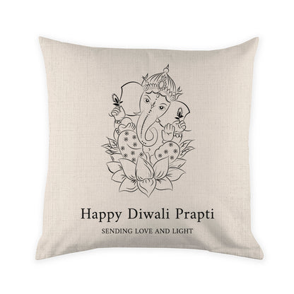 Personalised Happy Diwali Ganesh Cushion Cover