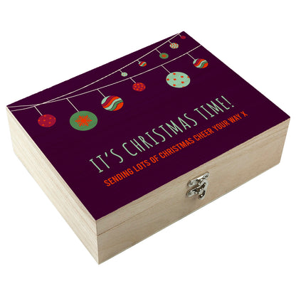 Personalised Baubles Christmas Tea Box