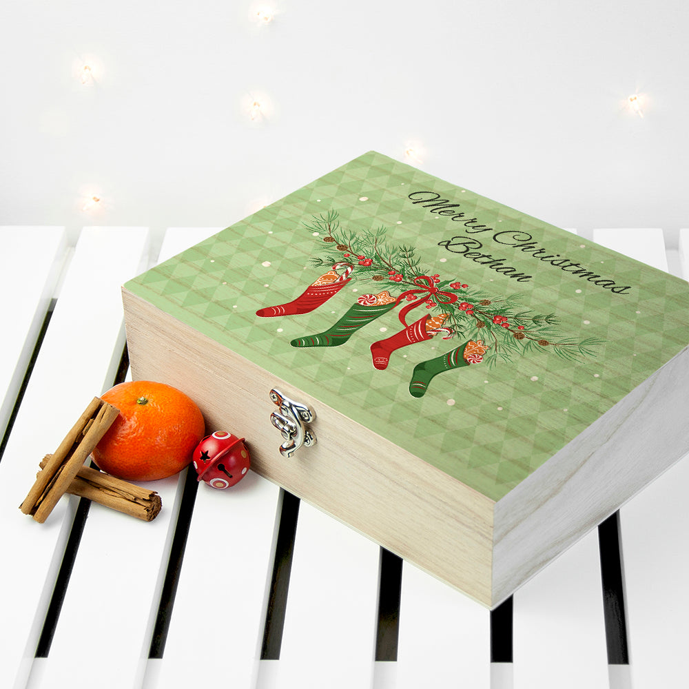 Personalised Christmas Stockings Tea Box