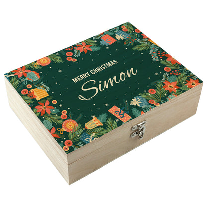 Personalised Floral Christmas Tea Box