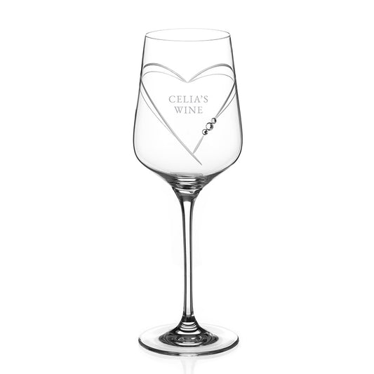Personalised Swarovski Heart Wine Glass