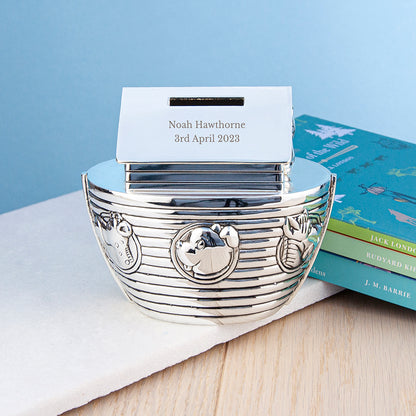 Personalised Silver Plated Noah's Ark Money Box