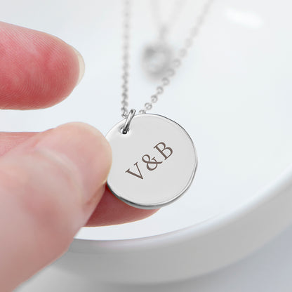 Personalised Layered Crystal Heart and Disc Necklace