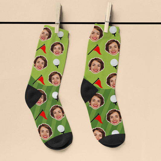 Personalised Golf Course Face Photo Socks