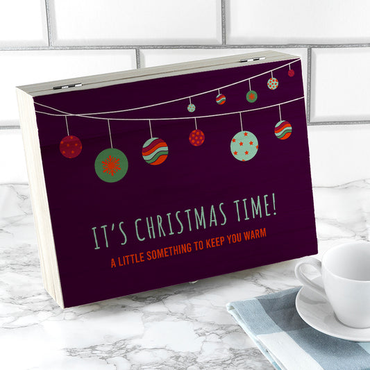 Personalised Baubles Christmas Tea Box